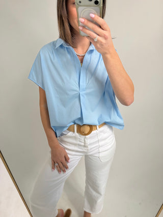 Karlie Solid Poplin Collared Top