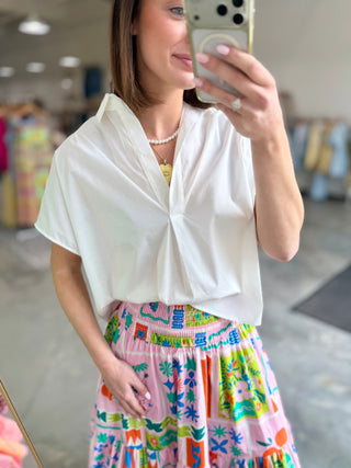 Karlie Solid Poplin Collared Top