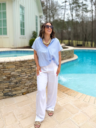 Karlie Stripe Poplin Collared Top