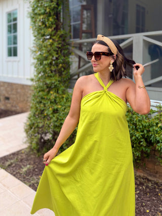 In The Limelight Halter Midi Dress