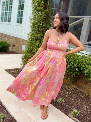 Karlie Big Floral Smock Maxi Dress