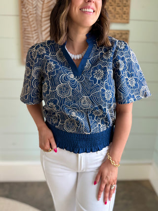 Thread Lightly Floral Embroidered Top