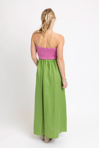 Karlie Colorblock Linen Maxi Dress