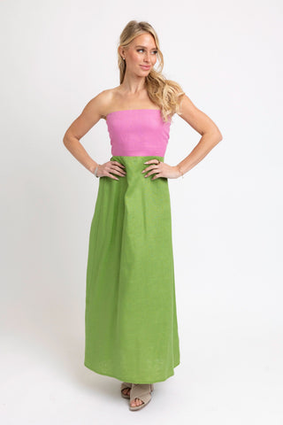 Karlie Colorblock Linen Maxi Dress