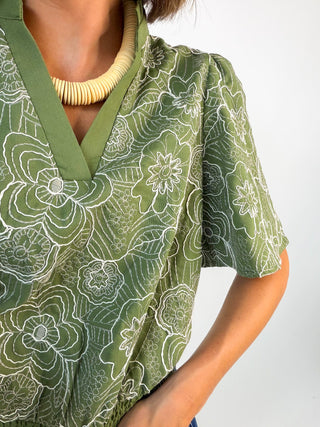 Thread Lightly Floral Embroidered Top
