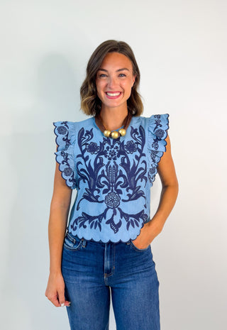 Wild And Free Embroidered Top