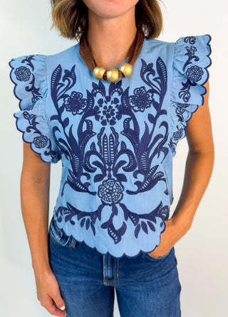 Wild And Free Embroidered Top