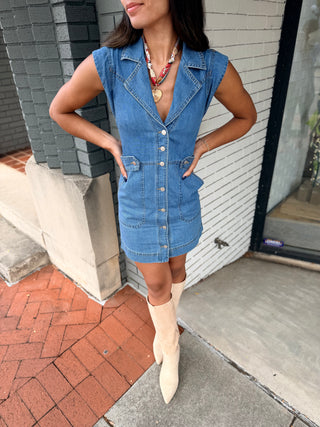 Karlie Denim Utility Pocket Dress