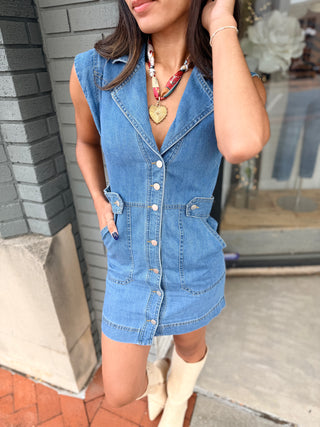Karlie Denim Utility Pocket Dress