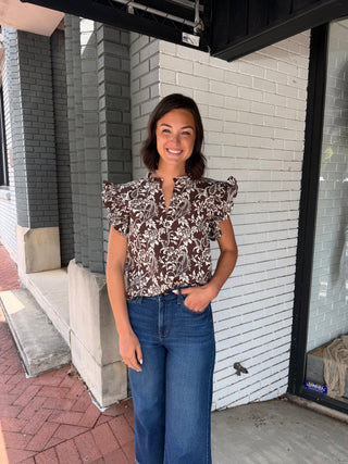 Proper Paisley Flutter Sleeve Top