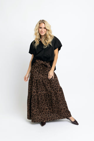 Karlie Leopard Tie Maxi Skirt