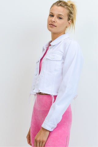 Raw Edge Crop Denim Jacket