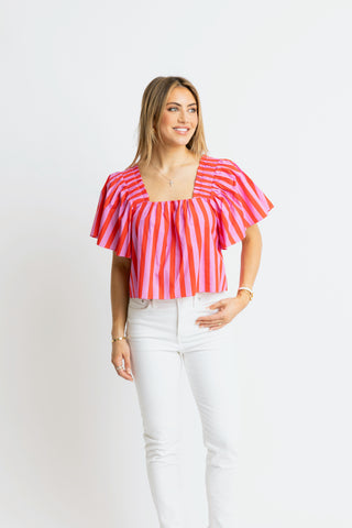 Karlie Stripe Poplin Top