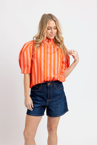 Karlie Stripe Button Up Top