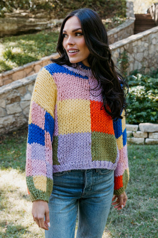 Karlie Color Block Crochet Sweater