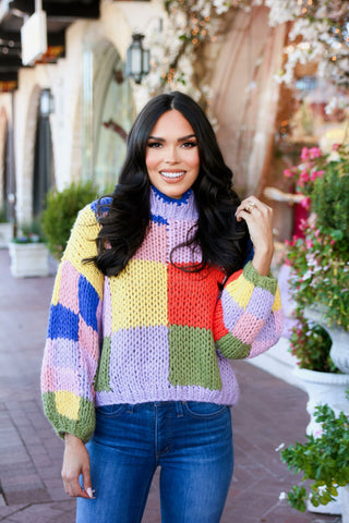 Karlie Color Block Crochet Sweater