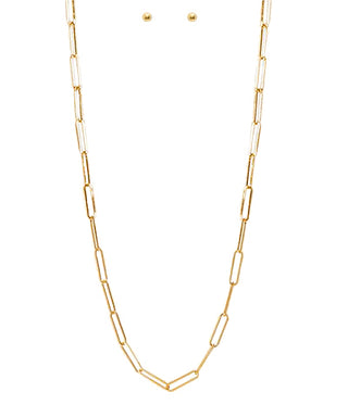 Linked Paper Clip Long Necklace Set