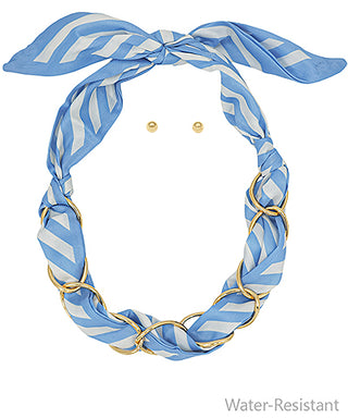 Stripe Pattern Multi Link Scarf Necklace Set