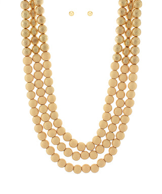 Round Wooden Bead Necklace Set