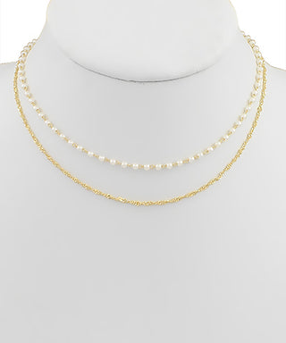 Pearl Station Chain Dual Necklace