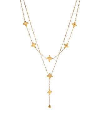 Layered and Y Shaped Clover Station Necklace