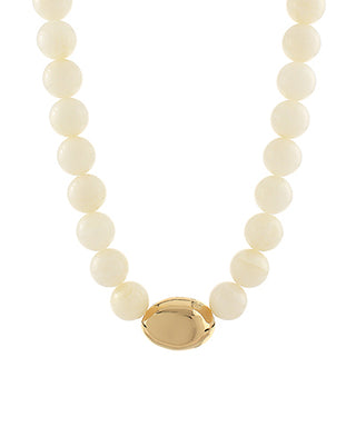 Marble Stone Ball & Accented Organic Necklace