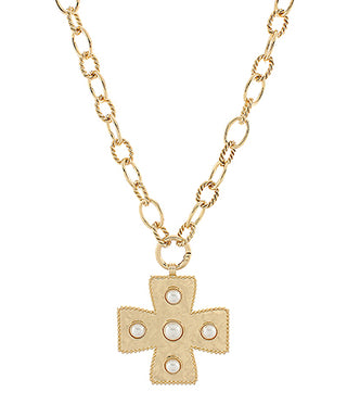 Pave Byzantine Cross Necklace