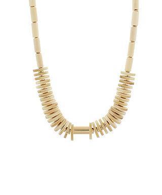 Wood Disk & Cylinder Necklace