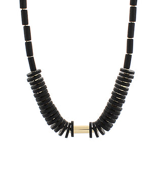 Wood Disk & Cylinder Necklace