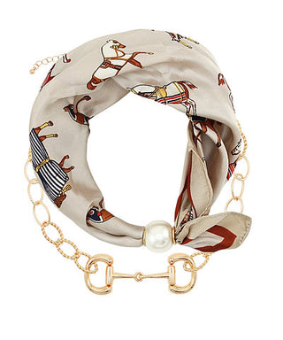 Pearl Scarf & Horsebit Necklace Set