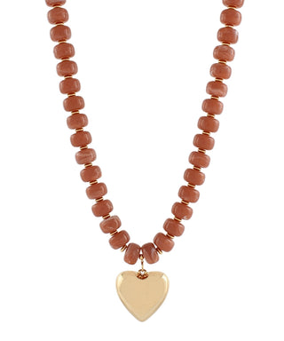 Puffy Heart Marble Rondelle Bead Necklace