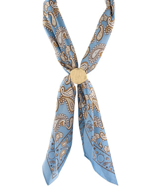 Printed Scarf Adjustment Round Ring Necklace