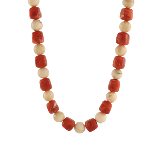 Marble Stone Cube & Ball Necklace