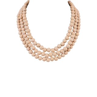 3 Row Color Wood Ball Necklace