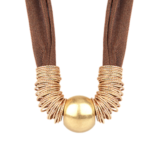 Metal Ball & Multi Rings Mesh Necklace