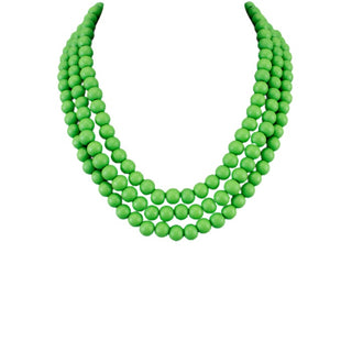 3 Row Color Wood Ball Necklace