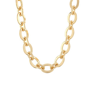 Oval Flat Link Chunky Chain Necklace