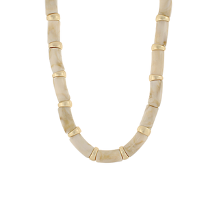 Marble Tube & Metal Ring Necklace