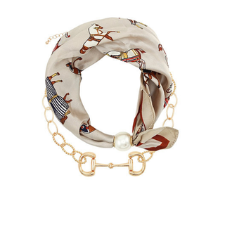 Pearl Scarf & Horsebit Necklace Set