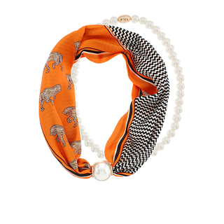 Layered Pearl Scarf Necklace