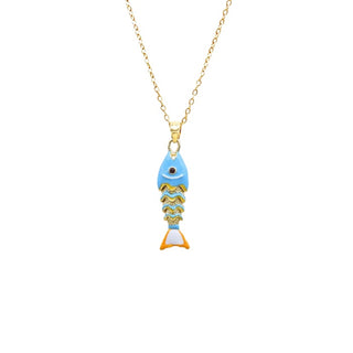 Movable Enamel Fish Necklace