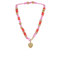 Puffy Heart & Candy Bead Cord Necklace