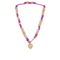 Puffy Heart & Candy Bead Cord Necklace