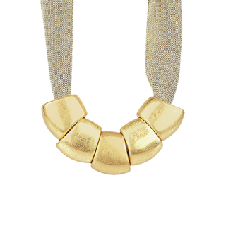 Chunky Geometric Metal & Mesh Necklace