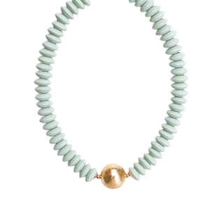 Wooden Bead & Metal Ball Necklace