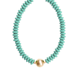 Wooden Bead & Metal Ball Necklace