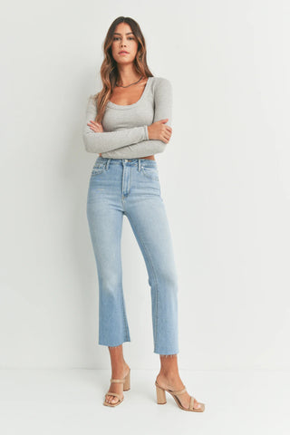Just Black High Rise Tonal Crop Flare Jeans