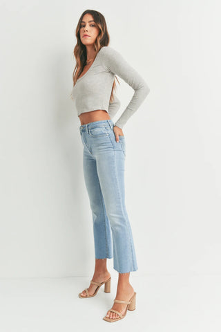 Just Black High Rise Tonal Crop Flare Jeans