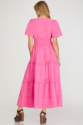 Pink Twice Tiered Maxi Dress