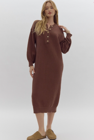 Cocoa Cozy Knitted Midi Dress